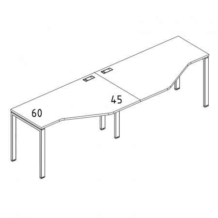 Рабочая станция со столами эргономичными "Техно" на металлокаркасе UNO (2х120)