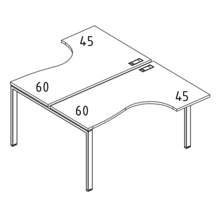 Рабочая станция со столами эргономичными "Классика" на металлокаркасе UNO (2х120)