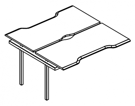 Секция стола рабочей станции "Симметрия" на металлокаркасе МТ (1 скос) (2х160)
